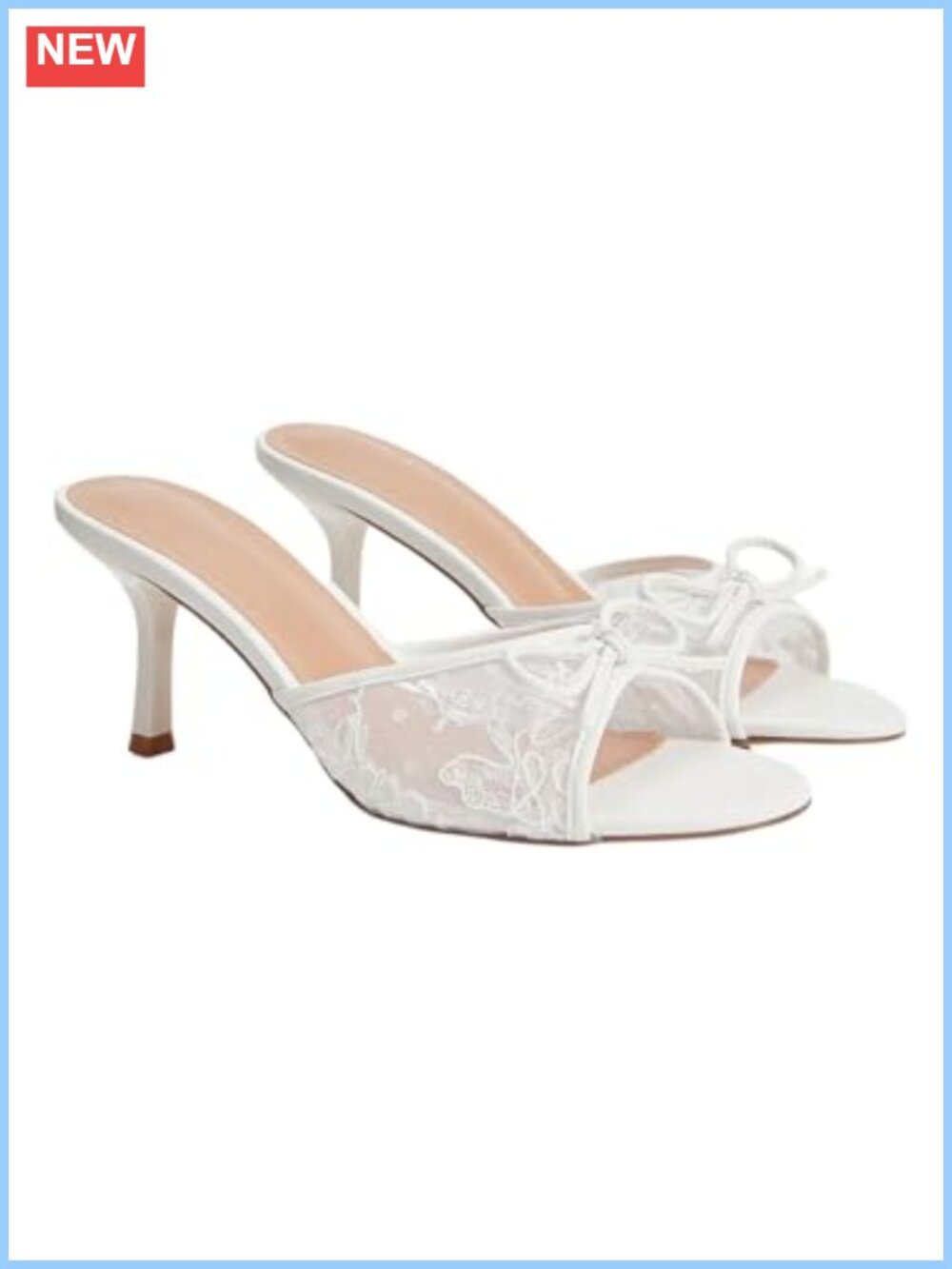 Lace Kitten Heel Sandals Mesh Open Toe Dressy Bow
